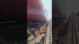 How Giant Ships Are Launched Into the Water – A Risky Process Explained! #shorts