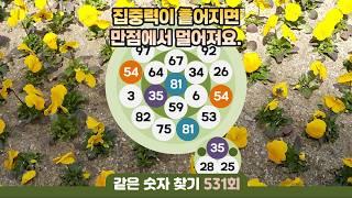 같은숫자찾기 531회 - 집중력이 흩어지면 만점에서 멀어져요. #같은숫자찾기 #퀴즈 #치매예방퀴즈  #두뇌활성화  #number search #quiz #脳トレ #数字探し