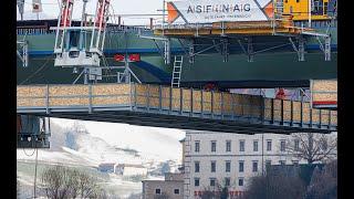 donaubrücke a26/westring: tragwerksteil nr. 2 erfolgreich eingehoben