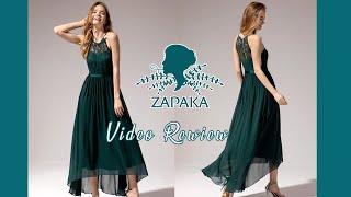 ZAPAKA Dark Green Chiffon Lace Bridesmaid Dress Review LYQ2020049