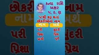 કન્યા રાશિ 'પ' અક્ષર પરથી છોકરીઓનાં નામ