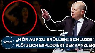 OLAF SCHOLZ: "Hör auf zu brüllen! Schluss!" Plötzlich explodiert der Kanzler bei Rede in Leipzig