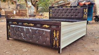 king size steel bed latest design powder coated bed with double cousion #foldingbed #kingsizebed ssf