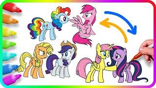 RECOLORING All Ponies, COLOR SWAP - Coloring Pages MY LITTLE PONY. How to color My Little Pony. MLP