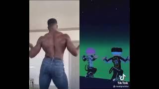 black guy dancing with roblox character