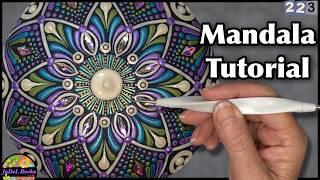 Purple, Blue, and Green! Dot Art Mandala Rock Painting Tutorial