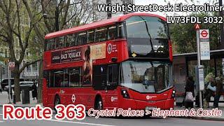 Abellio London Route 363 to Elephant & Castle Station | Wright StreetDeck Electroliner, LV73FDL 3032