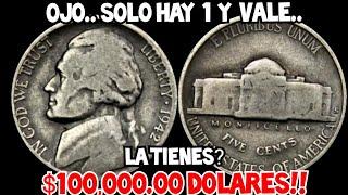 MUCHO OJO!! $100,000.00 DOLARES!! EXTREMADAMENTE VALIOSA Y RARA 1942 JEFFERSON NICKEL