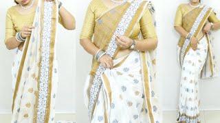 How to drape cotton saree perfectly | step by step saree draping for beginners | new idea saree drap