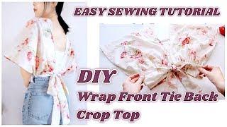 DIY Wrap Front Tie Back Crop Top / 手作り服 + ファッション / Costura / 옷만들기 / Sewing Tutorialㅣmadebyaya