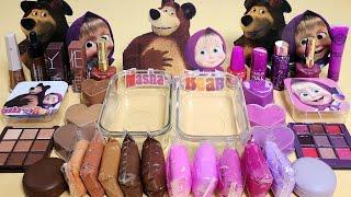 Masha and Bear Slime Mixing Makeup,Parts, Glitter Into Slime! Satisfying Slime Video# ASMR