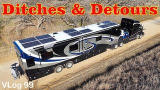 HDT BIG Rig Travel Days, Quartzsite. 50 MPH Winds. Ditches & Detours. Fulltiming duo . RV Lifestyle