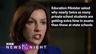 Minister asked why nearly twice as many private school students are getting extra time in exams