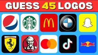 Guess the Logo in 3 Seconds | 45 Famous Logos | Logo Quiz 2024