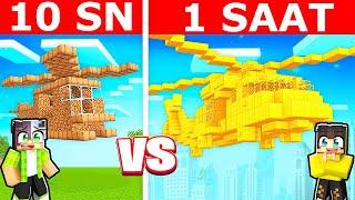 10 SANİYEDE YAPILAN HELİKOPTER VS 1 SAATTE YAPILAN HELİKOPTER YAPI KAPIŞMASI!  | Minecraft