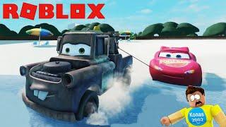 ROBLOX: Mater Tows Lightning McQueen to the Beach! Epic Ramp Jump | Konas2002