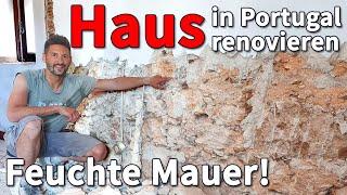 #Haus #renovieren #5 - Aufsteigende #FEUCHTIGKEIT in alter #STEINMAUER  Mauer trocknen! #portugal