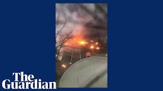 Footage shows immediate aftermath of fatal helicopter crash in Brovary, Ukraine