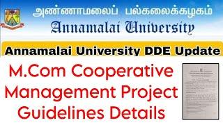 Annamalai University DDE M.com Cooperative Management Project Guidelines 