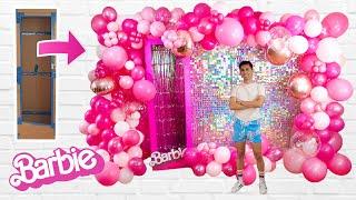 Fiesta temática BARBIE decoracion con globos y shimmer wall + caja de fotos #barbie #diy #tutorial