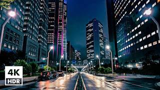 霧雨降る東京、西新宿 | 4K HDR（バイノーラル録音）