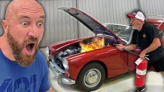 Engine Fire while Working on The FREE Abandoned Austin Healey !