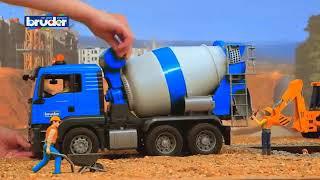 Bruder Toys Cement Mixer Truck   Construction Trucks for children   Learn Colors