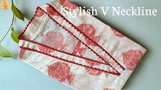 Stylish V Neck Design /  Trending Neckline Cutting and Stitching Video with Easy Method ||