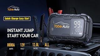 YaberAuto 8000A Jump Starter: Quick Charge, Easy Start |