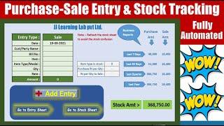 Fully Automated Purchase-Sale Entry & Stock Tracking Software in Excel, Purchase-sale & Stock track