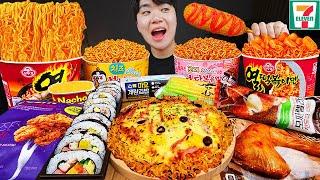 ASMR MUKBANG небольшой магазин, острый рамэн, хот-доги, кимбап, ттеокбокки !! Корейский магазин