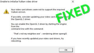 Unable to initialize Vulkan Driver | 100% EASY FIX