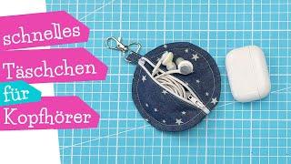 Täschchen für Kopfhörer nähen | Kopfhörertäschchen Tasche Air Pods nähen | Nähanleitung | mommymade