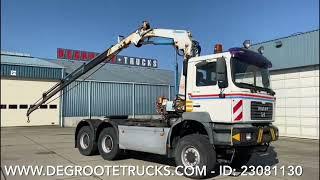 Degroote Trucks: MAN FE 410 A - 6x6 tractor head with crane for sale