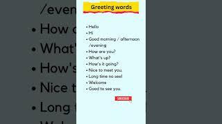 Greeting Words And Sentence. #englishspeaking #shorts