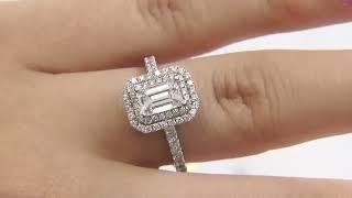 Emerald Cut Halo Engagement Ring HD123