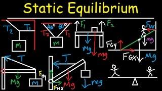 Static Equilibrium - Tension, Torque, Lever, Beam, & Ladder Problem - Physics