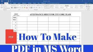 How To Make PDF In MS Word