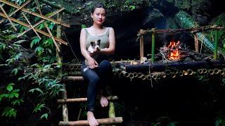 FULL VIDEO: Single girl 4TH Day , live isolated from the outside, bamboo stove, Fish , Cook