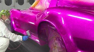 21st birthday gift is Pink Corvette / Custom painting method / Magic Flake Violet Pink