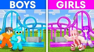 BOY vs GIRL: Modern Roller Coaster Build Challenge in Minecraft