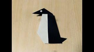 Cara membuat penguin. Origami. Seni melipat kertas.