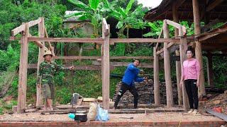 Process of Assembling and Completing the Wooden House Frame | Family Farm