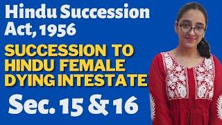 Hindu Succession Act, 1956 |  Sec 15 and 16 - Succession to Hindu Female Dying Intestate