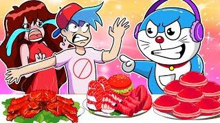 RED Food Mukbang Challenge VS Boyfriend X Girlfriend | Friday Night Funkin' Animation Mukbang