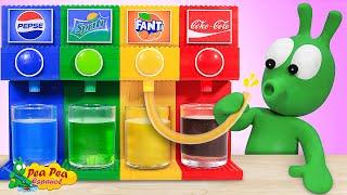 Pea Pea prueba la máquina expendedora de refrescos Lego - Cartoon for Kids - Pea Pea Español