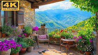 Relaxing 4K Cool Morning at a High Mountain Stone House with Singing Birds.....