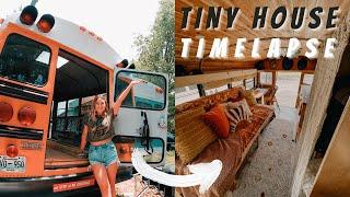 Solo Female Skoolie Conversion Timelapse Start To Finish - School Bus to Tiny Home Under $15k