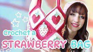 How To CROCHET A STRAWBERRY TOTE BAG! | Cute & Easy Crochet Tutorial & Free Pattern | Shaiyeh