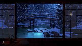 Snowy River Sounds From Inside Of a Cozy Japanese Zen Tea Room | For Sleep, Study, Relaxation